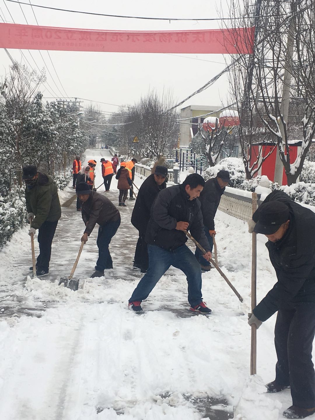 权家寨风风火火开展积雪大清扫